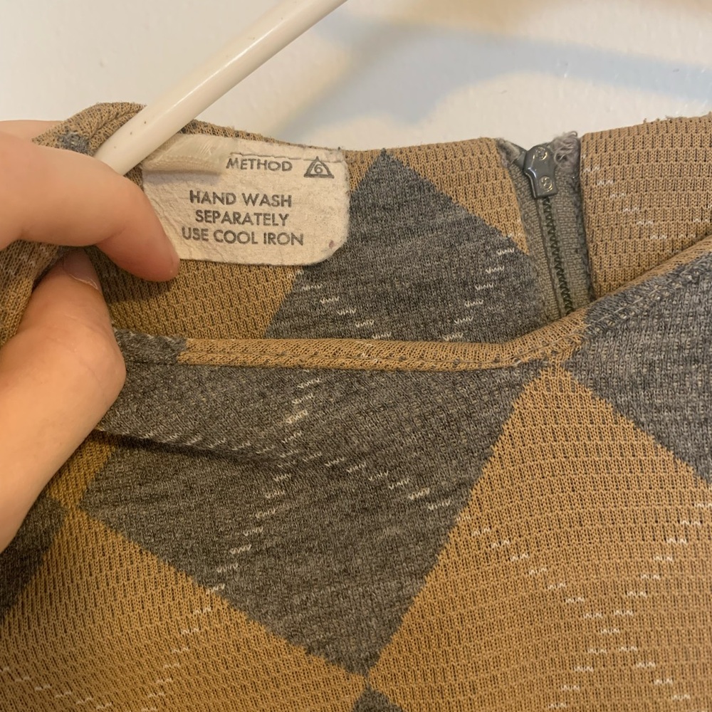 Brown and Gray Vintage 60s/70s plaid wool dress - Picture 4 of 5